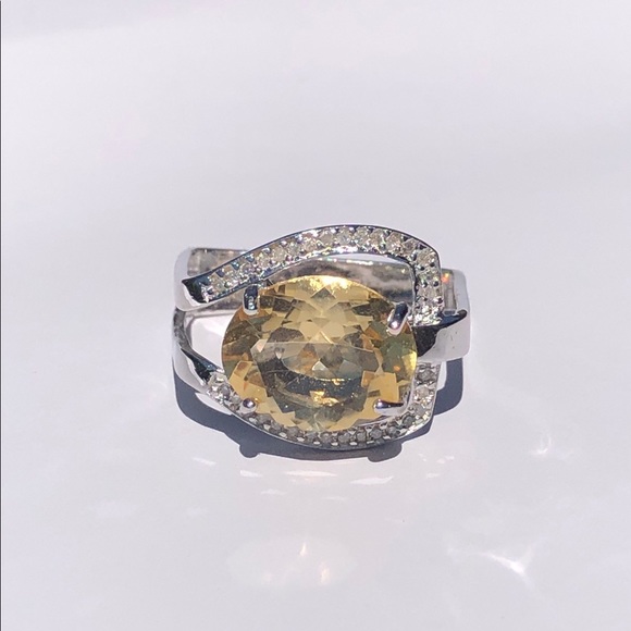 Daliglio 14K White Gold Citrine and Diamond ring - Picture 3 of 4
